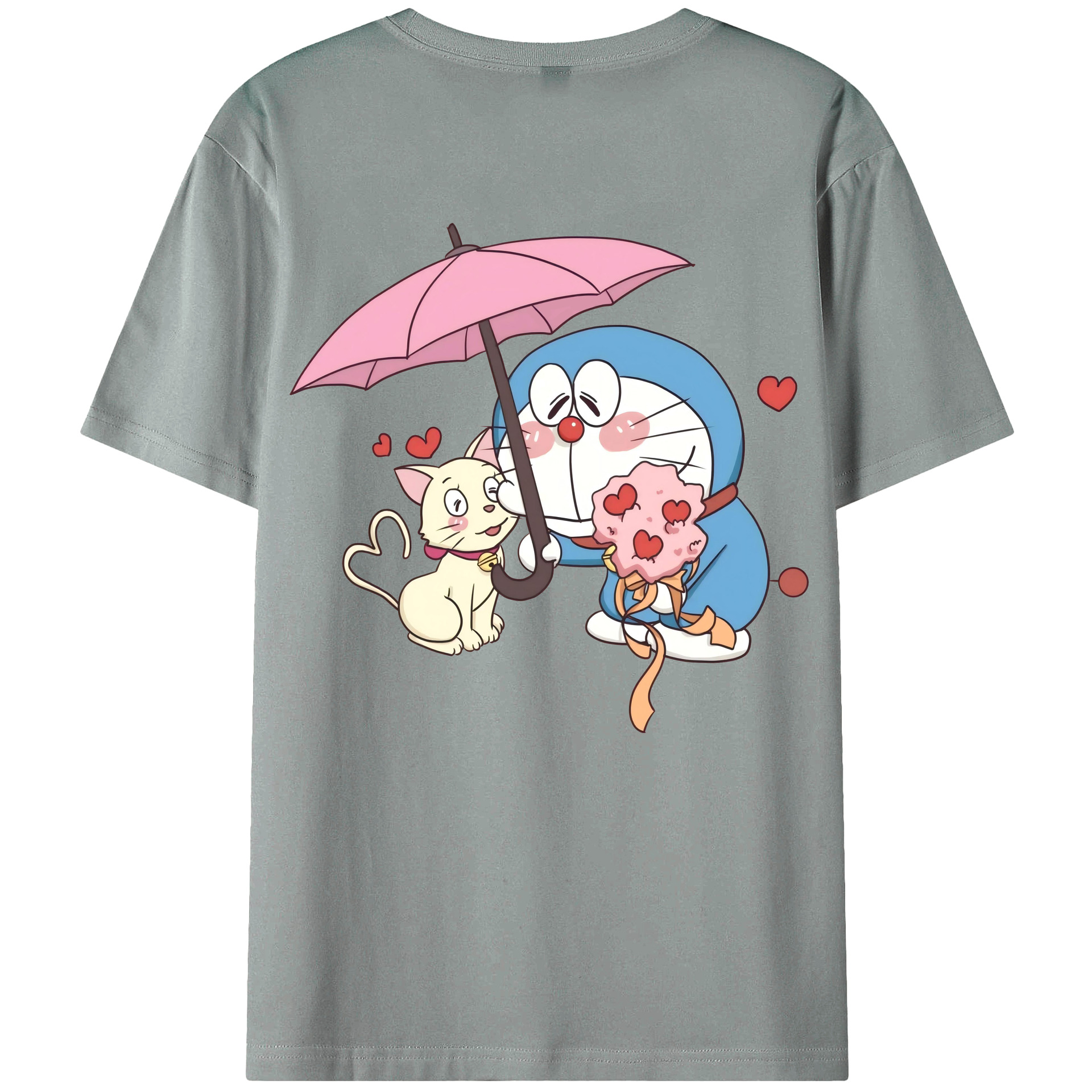 （画像用） ドラえもん Doraemon 綿100％ メンズ半袖Tシャツ（バックプリント） 通気性